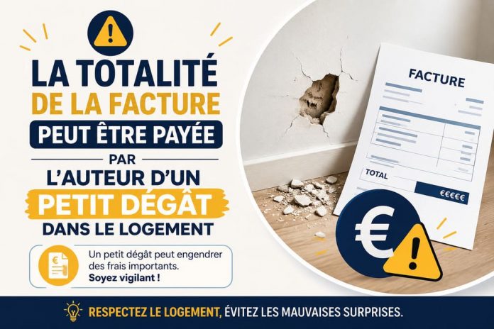 La totalité de la facture peut être payée par l'auteur d'un petit dégât dans le logement